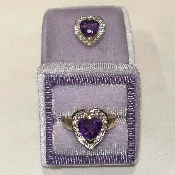 Vintage 14k amethyst and diamond ring with matching pendant - Picture 10 of 13